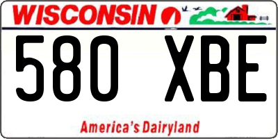 WI license plate 580XBE