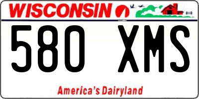 WI license plate 580XMS