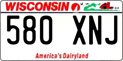 WI license plate 580XNJ