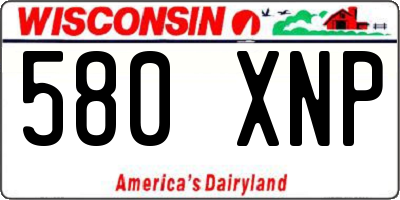 WI license plate 580XNP