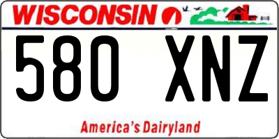 WI license plate 580XNZ