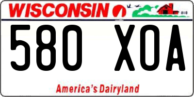 WI license plate 580XOA