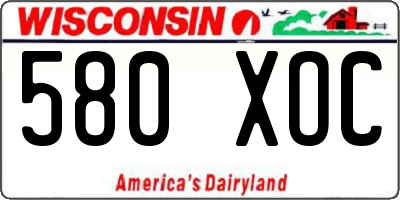 WI license plate 580XOC