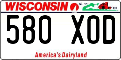 WI license plate 580XOD