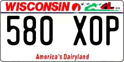 WI license plate 580XOP