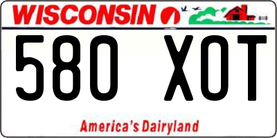 WI license plate 580XOT