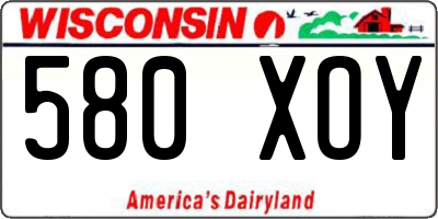 WI license plate 580XOY