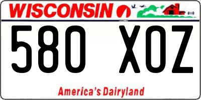 WI license plate 580XOZ