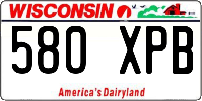 WI license plate 580XPB