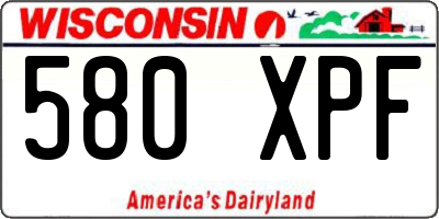 WI license plate 580XPF