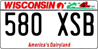 WI license plate 580XSB