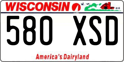 WI license plate 580XSD