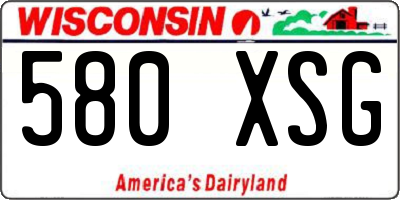 WI license plate 580XSG