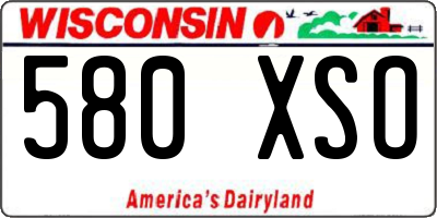 WI license plate 580XSO