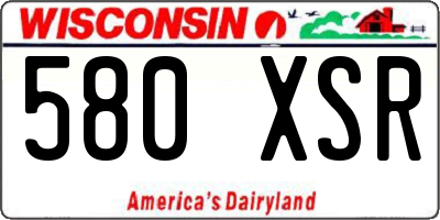 WI license plate 580XSR