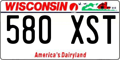WI license plate 580XST