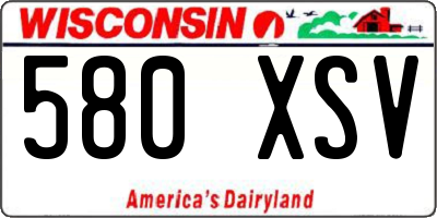 WI license plate 580XSV