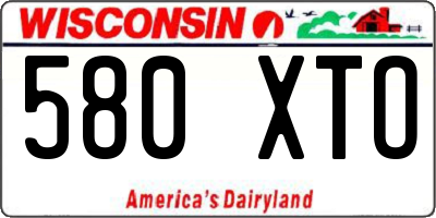 WI license plate 580XTO