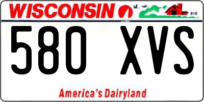 WI license plate 580XVS