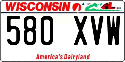 WI license plate 580XVW