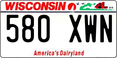 WI license plate 580XWN
