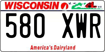 WI license plate 580XWR
