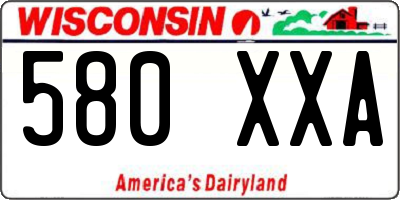 WI license plate 580XXA