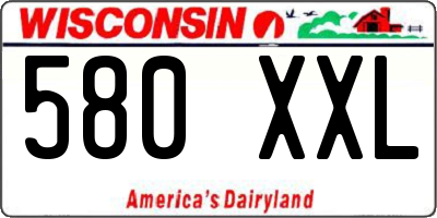 WI license plate 580XXL