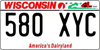 WI license plate 580XYC