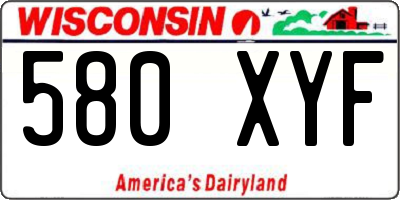 WI license plate 580XYF