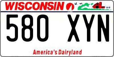 WI license plate 580XYN