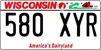 WI license plate 580XYR