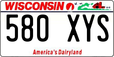 WI license plate 580XYS