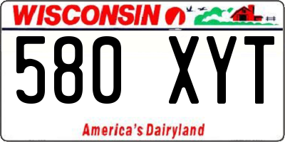 WI license plate 580XYT