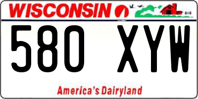 WI license plate 580XYW