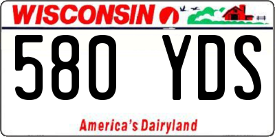 WI license plate 580YDS