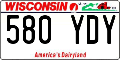 WI license plate 580YDY