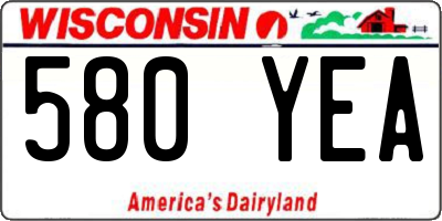 WI license plate 580YEA