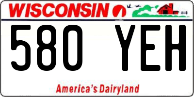 WI license plate 580YEH