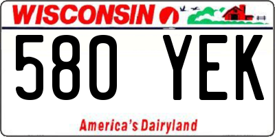 WI license plate 580YEK