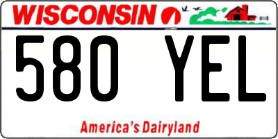 WI license plate 580YEL