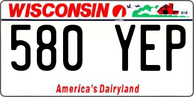 WI license plate 580YEP