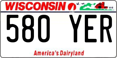 WI license plate 580YER