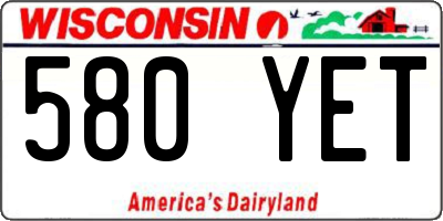 WI license plate 580YET