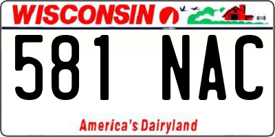 WI license plate 581NAC