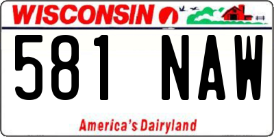 WI license plate 581NAW