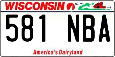 WI license plate 581NBA
