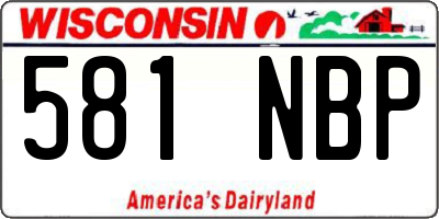 WI license plate 581NBP