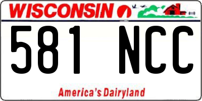 WI license plate 581NCC