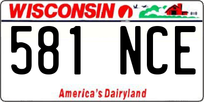 WI license plate 581NCE